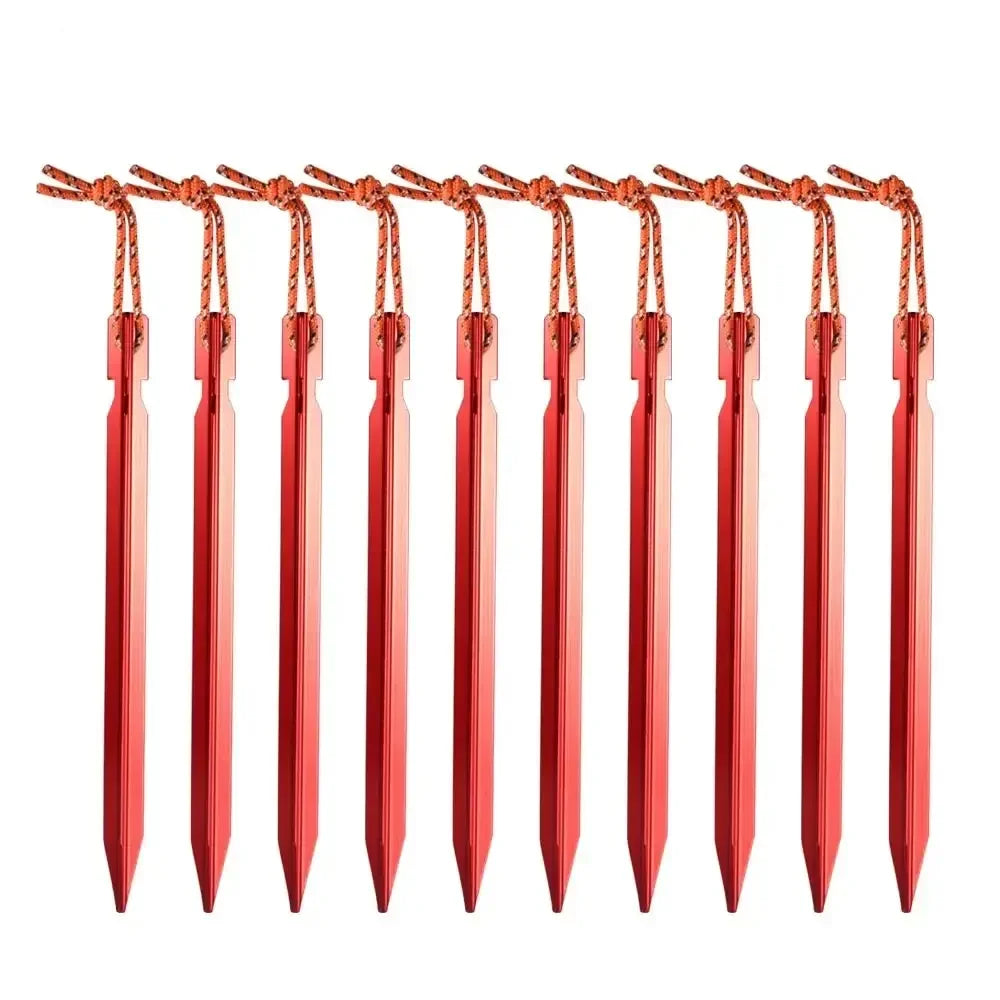 Heavy-Duty 18cm Aluminium Alloy Tent Pegs - 10 Pack