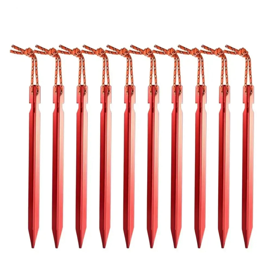 Heavy-Duty 18cm Aluminium Alloy Tent Pegs - 10 Pack