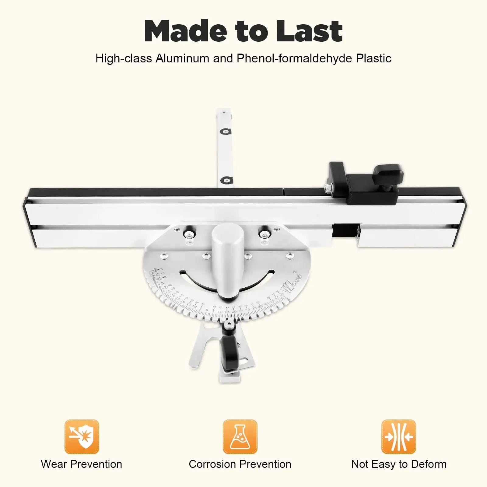 Precision Miter Gauge for Table Saw - Adjustable 0-60 Degree