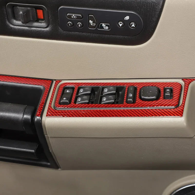 Til Hummer H2 2003 2007 Blødt kulfiber rødt kontaktpanel