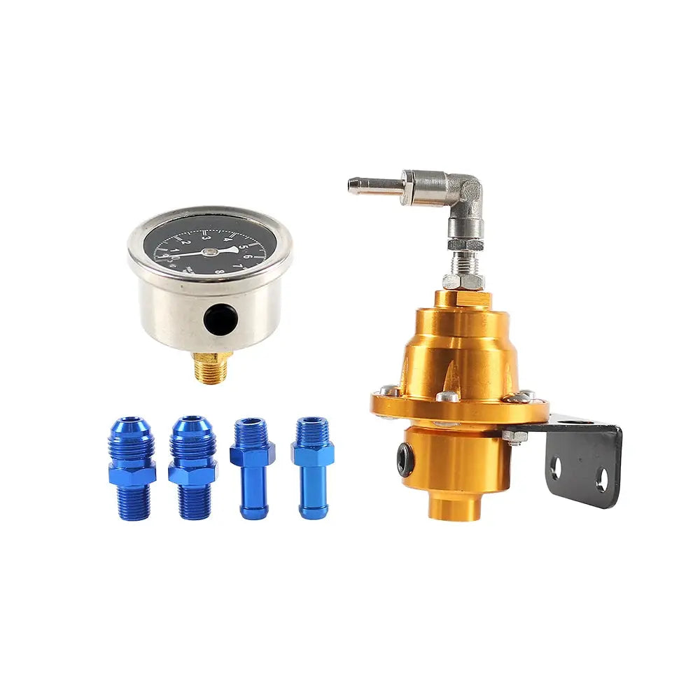 Adjustable Fuel Pressure Regulator with Gauge Kit Aluminum Vehicle Refitting Fuel Supercharger Regulating Valve by InterCyprus Trading Ltd
