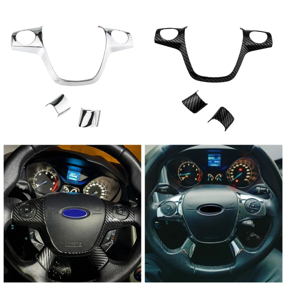 Adesivo per il rivestimento del volante in ABS cromo per Ford Focus Mk3 2012-2014 e Kuga 2013-2015