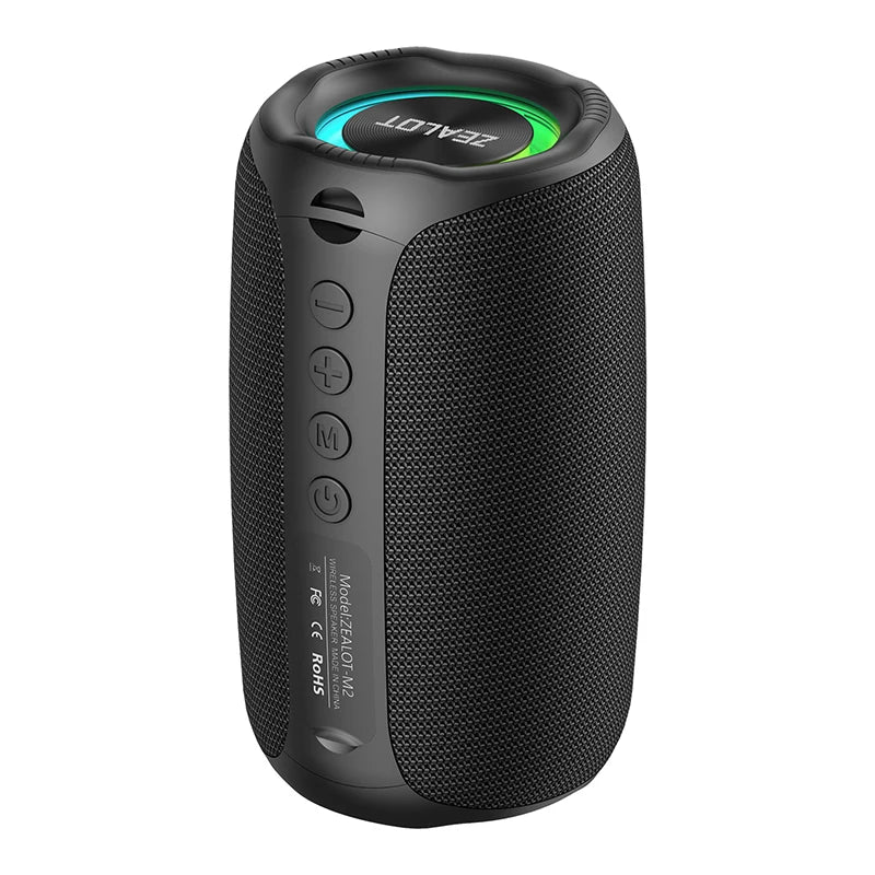 ZEALOT-M2 Bluetooth Speakers 10W Enhanced Bass Portable Outdoor Wireless Speaker 10Hrs IPX5 Waterproof Speaker Bluetooth 5.3 Black