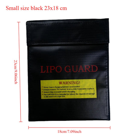 RC LiPo Battery Fireproof Storage Bag &ndash; Explosion Proof 23cm x 18cm Black