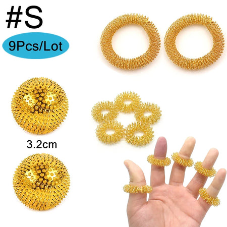 YQQGD Acupressure Rings and Bracelets &ndash; Effective Pain Relief Massage Gold-S