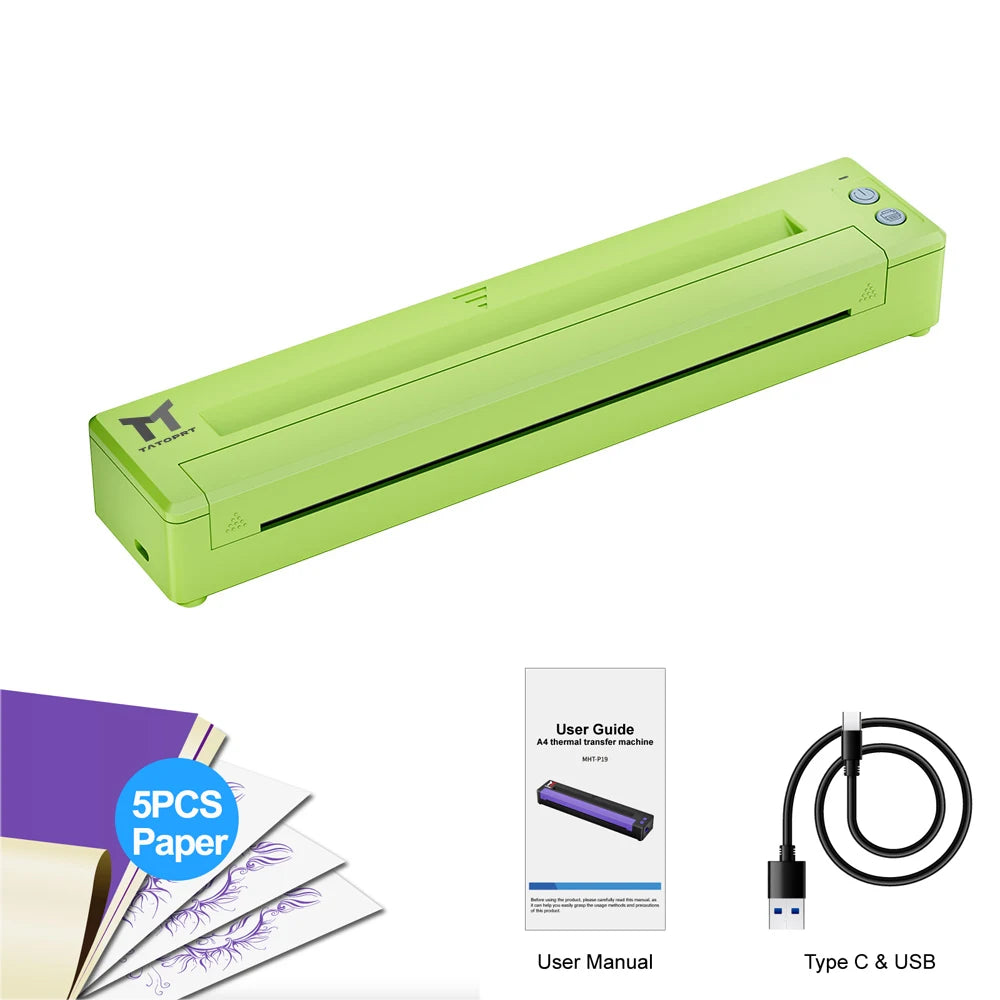 Bluetooth Tattoo Printer A4 &ndash; 5 Free Transfer Papers green / CHINA