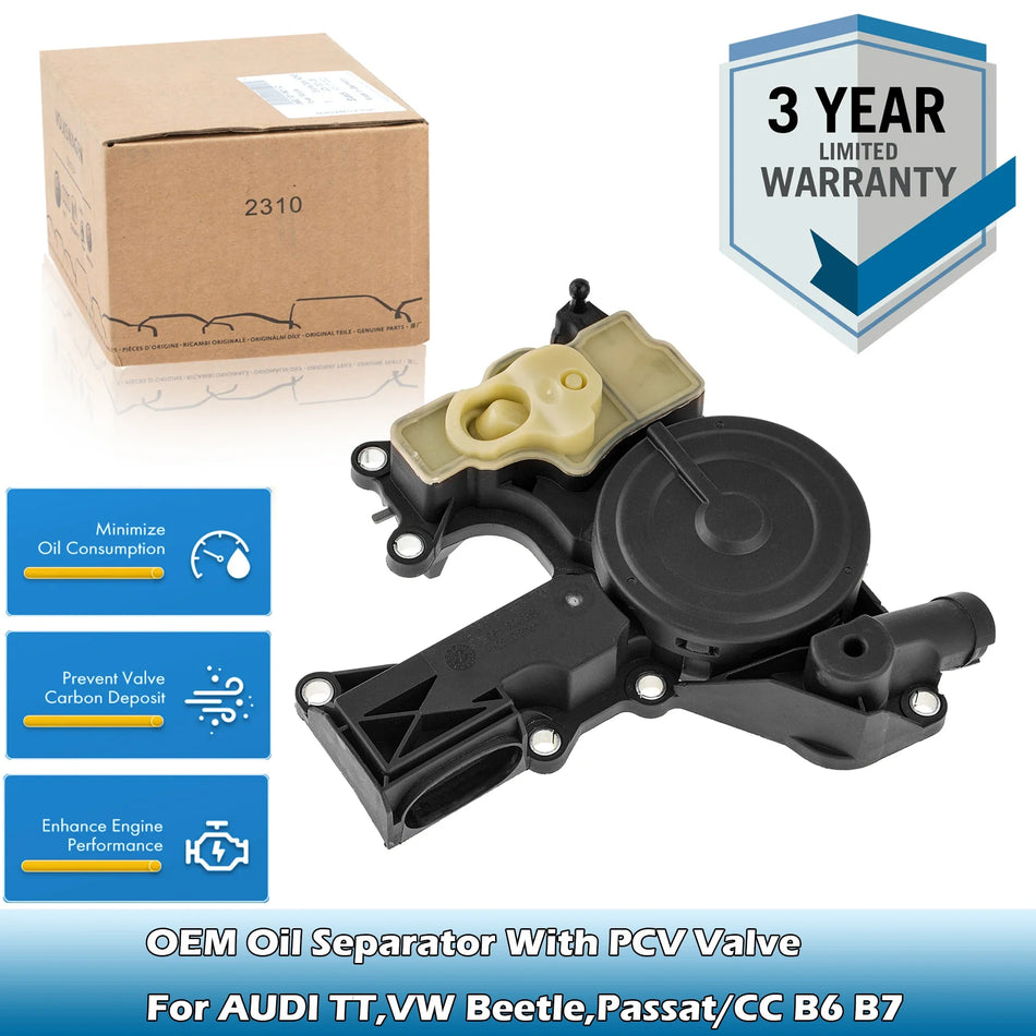 PCV Valve Oil Separator for Audi TT 06H103495AJ/AD High-Strength PA6-GF30 Breather Valve