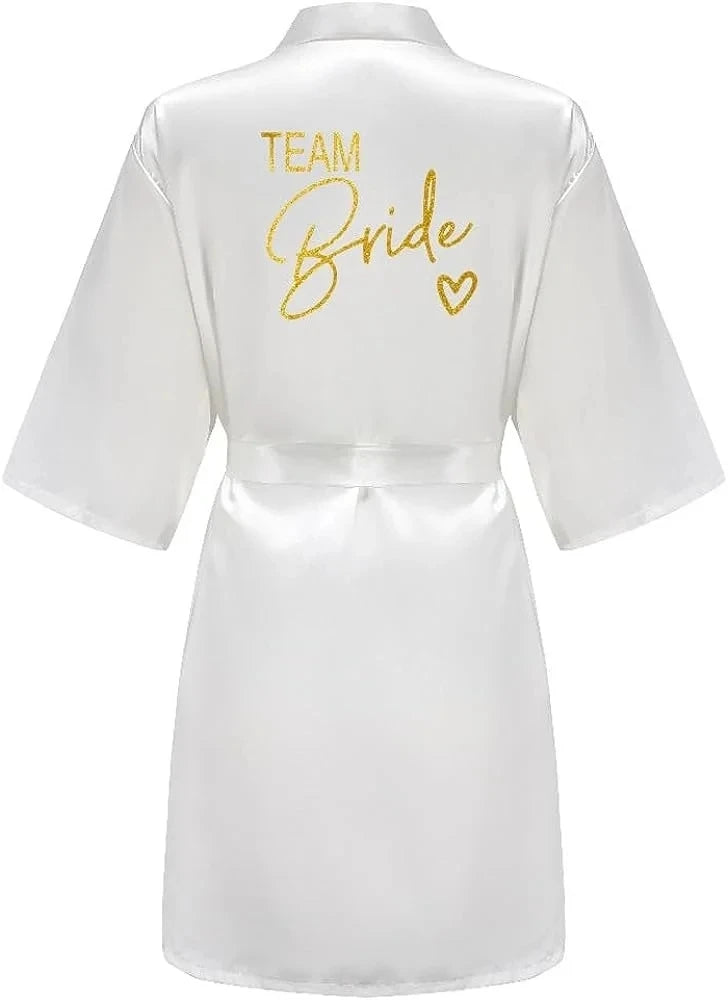 Team Bride Satin Robe - Elegant Silk &amp; Polyester Robe for Women