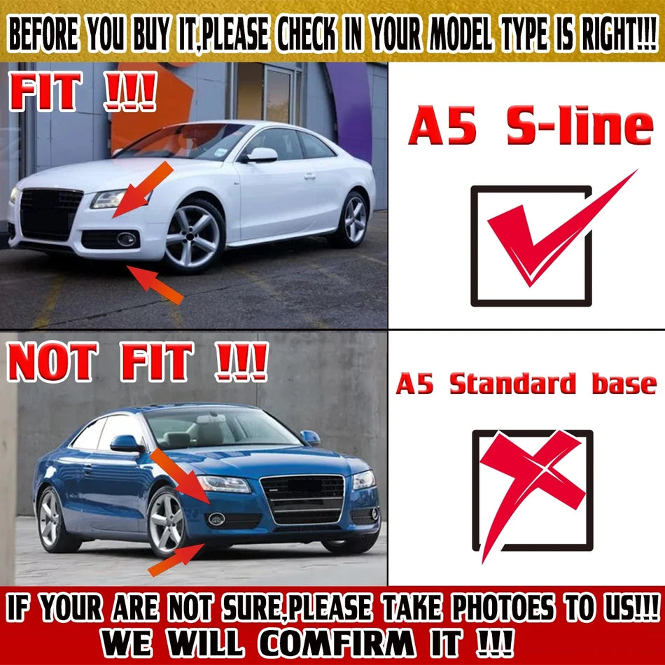 Rejilla de luz antiniebla delantera con malla de panal ABS para Audi A5 S-Line S5 B8 RS5 2008-2012