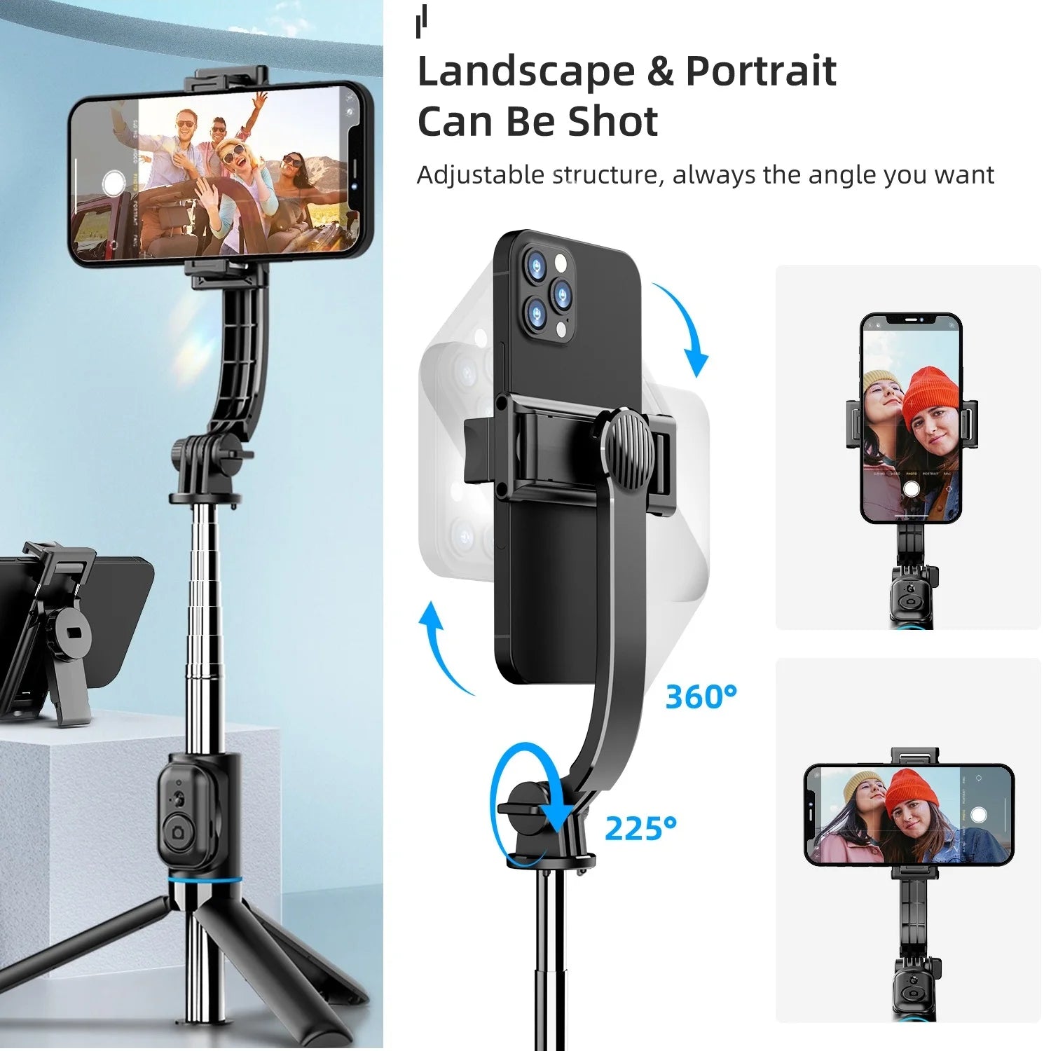 KAMISAFE Wireless Selfie Stick Tripod with Bluetooth Remote - 42&quot; Extendable for Smartphones