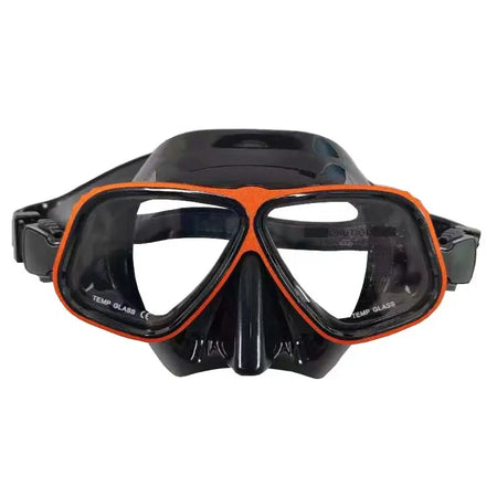 Aluminum Frame Diving Mask with Adjustable Eyeglass Configuration for Snorkeling and Scuba orange black