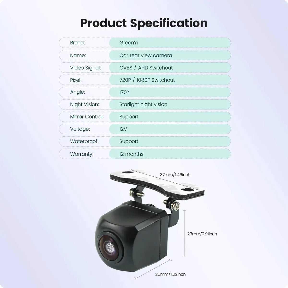 Full HD Rear View Camera With Night Vision And 170 Degree Guide Lines by InterCyprus Trading Ltd