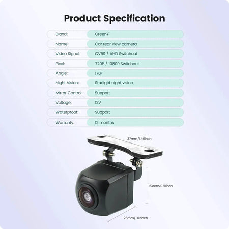 Full HD Rear View Camera With Night Vision And 170 Degree Guide Lines by InterCyprus Trading Ltd