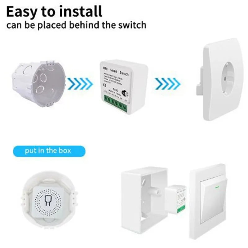 Mini Wi-Fi Smart Switch Module for 2-Way Control, Compatible with Alexa &amp; Google Home