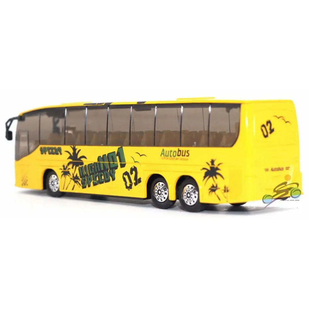 High-Quality Alloy Pull Back Bus Model Toy for Kids yellow