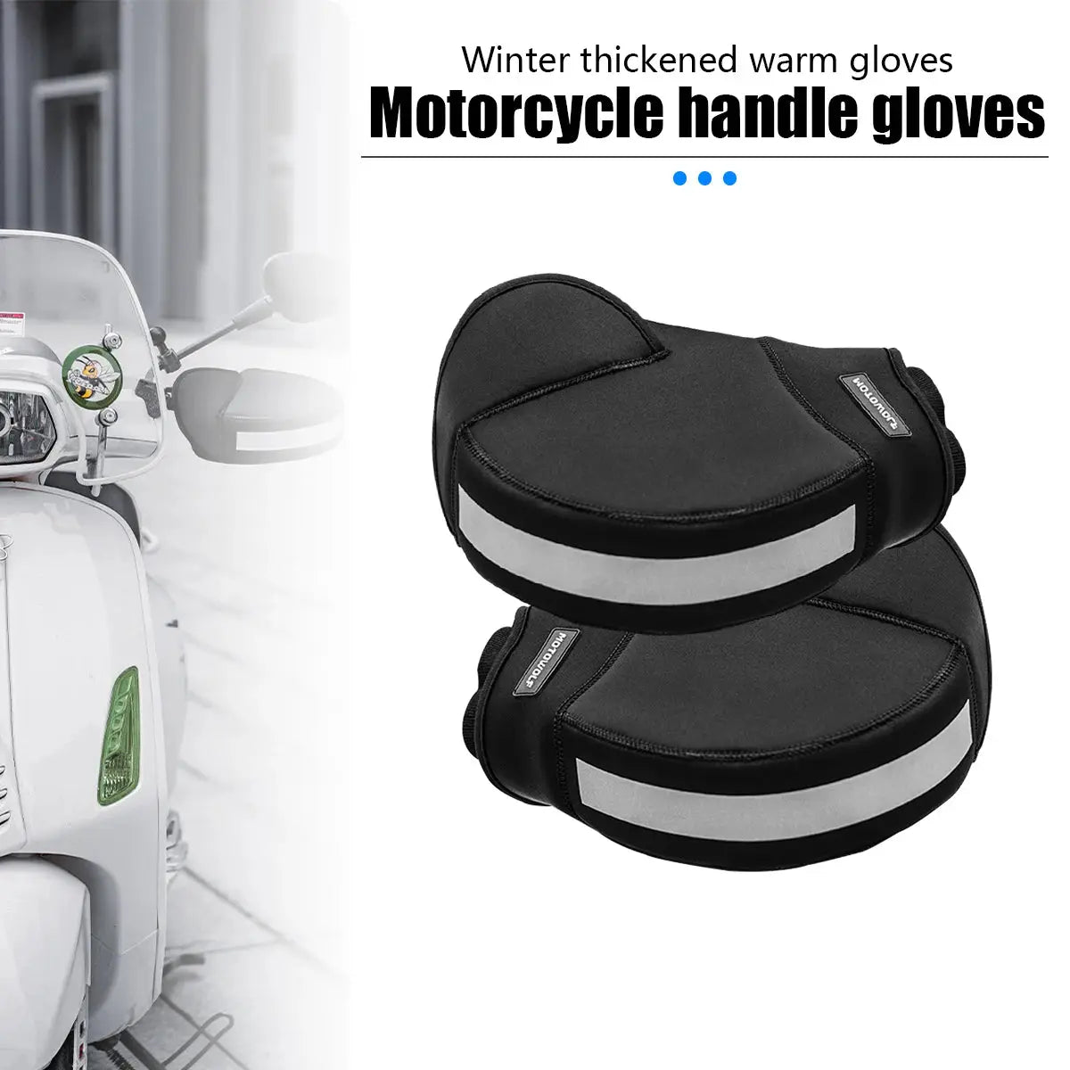 Motorcycle Thick Warm Handlebar Muff Waterproof Scooter Grip Handle Bar Muff Winter Protective Warmer Thermal Cover Gloves by InterCyprus Trading Ltd