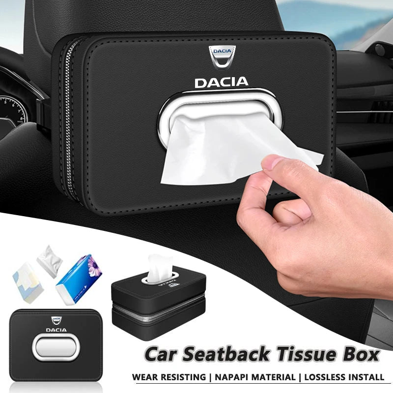 Dacia Duster Auto Zitplaats Tissue Box Servetopslagdoos Met Stickers