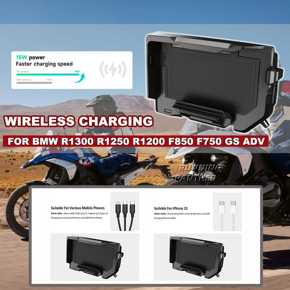 Bezvadu uzlādes telefona turētājs BMW F850 GS ADV, F750 GS ADV, R1250 GS ADV