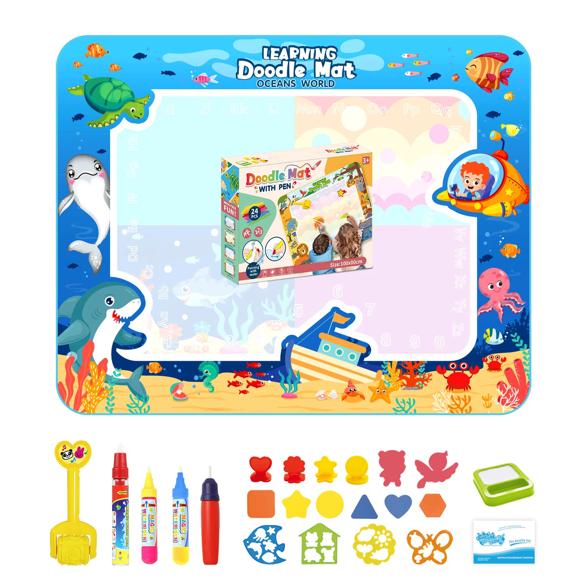 Coolplay Magic Water Drawing Mat &ndash; Reusable Educational Painting Board C 100x80CM