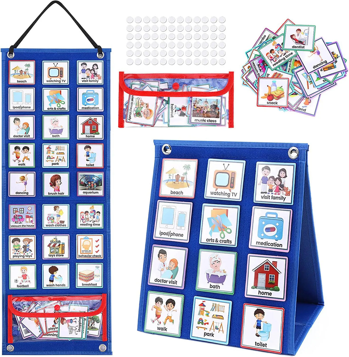 Montessori Visual Daily Schedule Chart for Kids with Autism - 70 Cards Educational Tool Blue