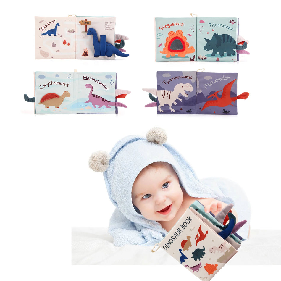CoolPlay Dinosaur Soft Cloth Book &ndash; Engaging Sensory Experience for Babies