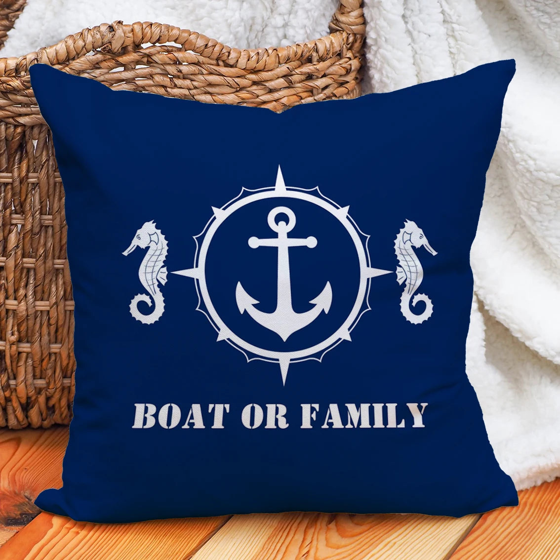 Personalised Nautical Anchor Pillow Covers for Home and Yacht Decor LK240728000082 / 35X35CM