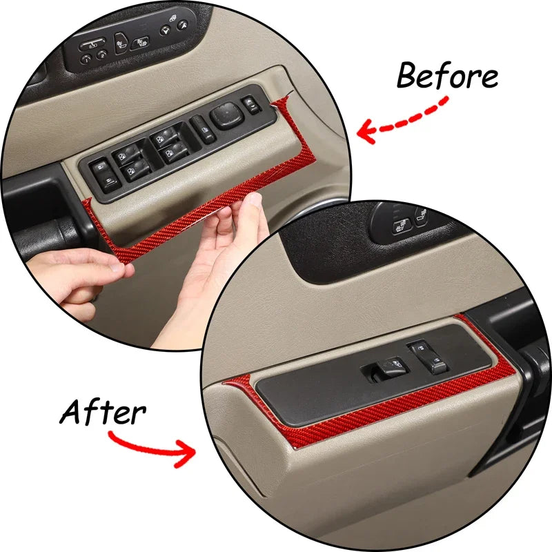 Hummer H2 03-07 için Karbon Fiber Cam Kaldırma Düğmesi Çerçevesi