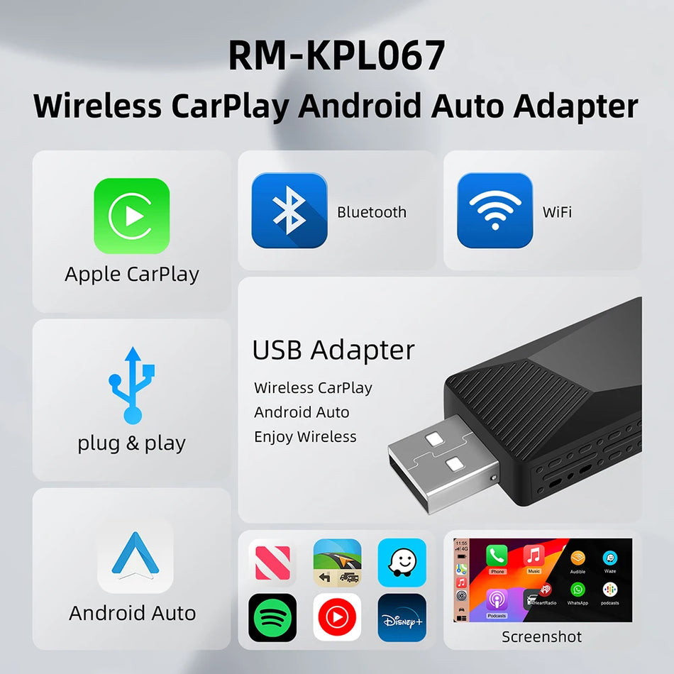 Audi VW Kablosuz CarPlay Android Auto Adaptörü USB Tak ve Oyna Hızlı WiFi