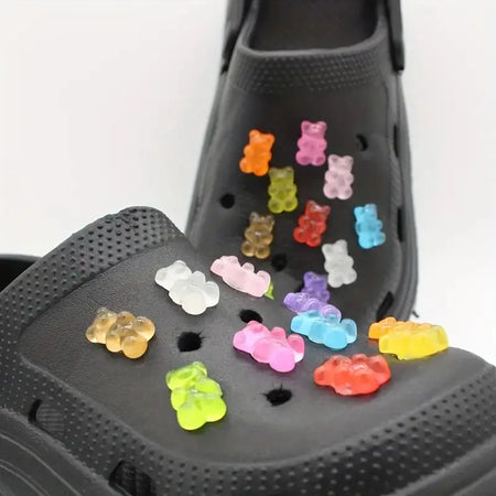 Glow-in-the-Dark Bear Shoe Charms - Cute DIY Accessories for Clogs (10/20pcs)
