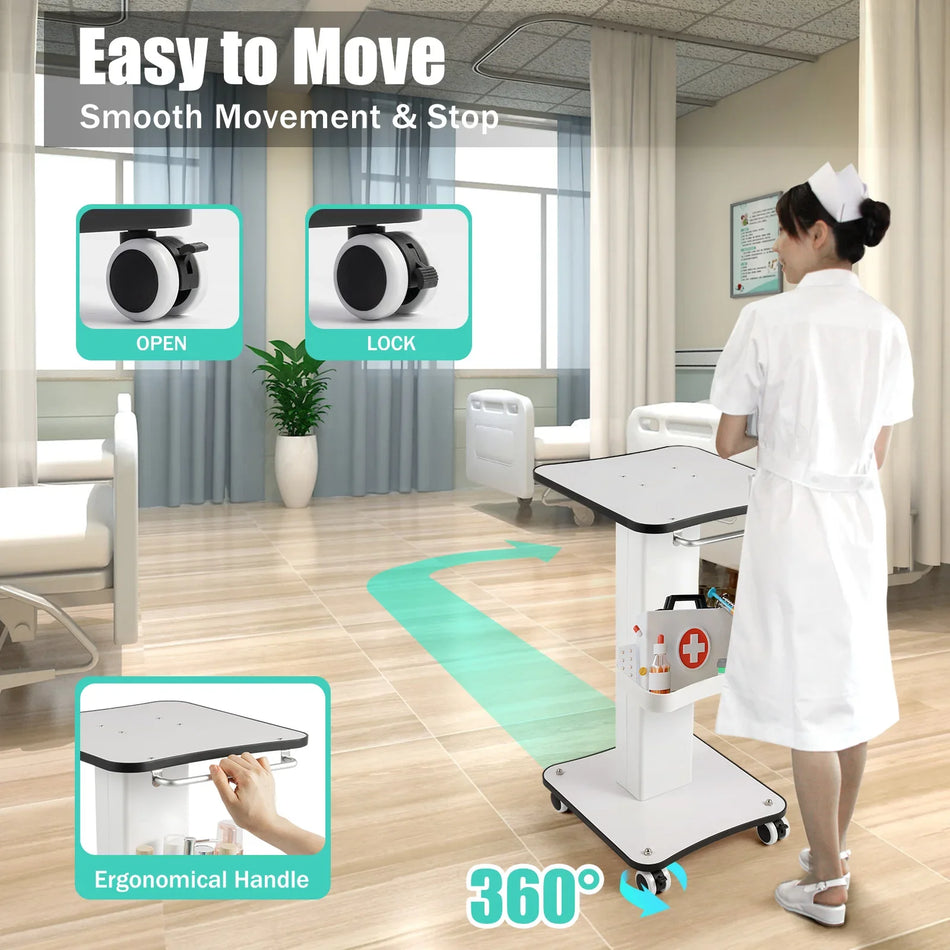 Καρότσι Κομμωτηρίου με Δίσκο Αποθήκευσης, Μοντέρνο Λευκό Σίδερο Ξύλο ABS