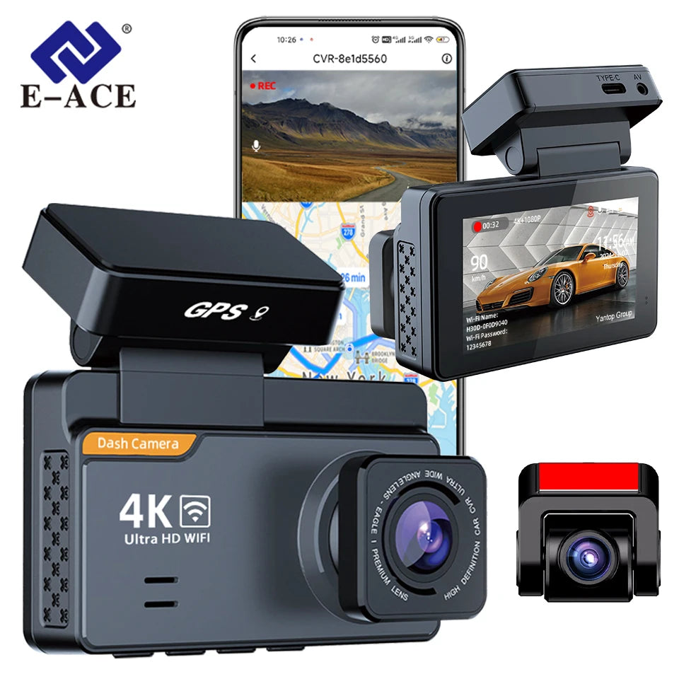 ACCEO 4K Mini Dash Cam &ndash; Dual Lens Night Vision GPS