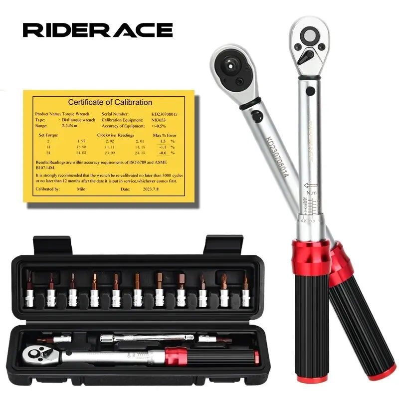 RIDERACE Bicycle Torque Wrench Set 15Pcs &ndash; Dual Direction Precision Bike Repair Tool
