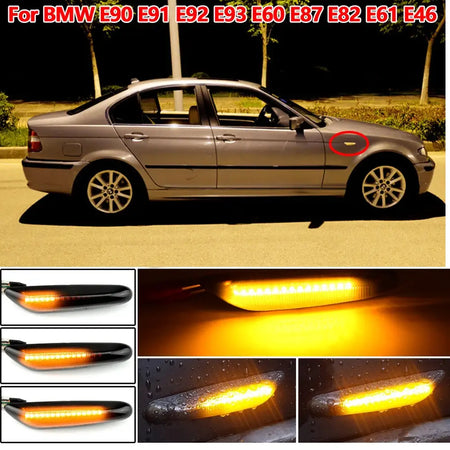 Smoke Lens Dynamic Flowing LED Turn Signal Side Marker Light Blinker Lamp For BMW E90 E91 E92 E93 E60 E87 E82 E46 Accessories by InterCyprus Trading Ltd