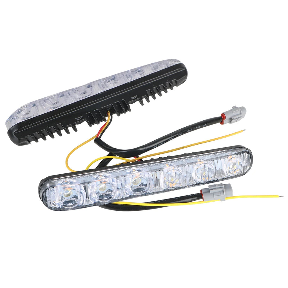 DRL Automobilių Dienos Šviesos Vandeniui Atsparios 12V LED, Posūkio Signalai, 6 Išmetėjai