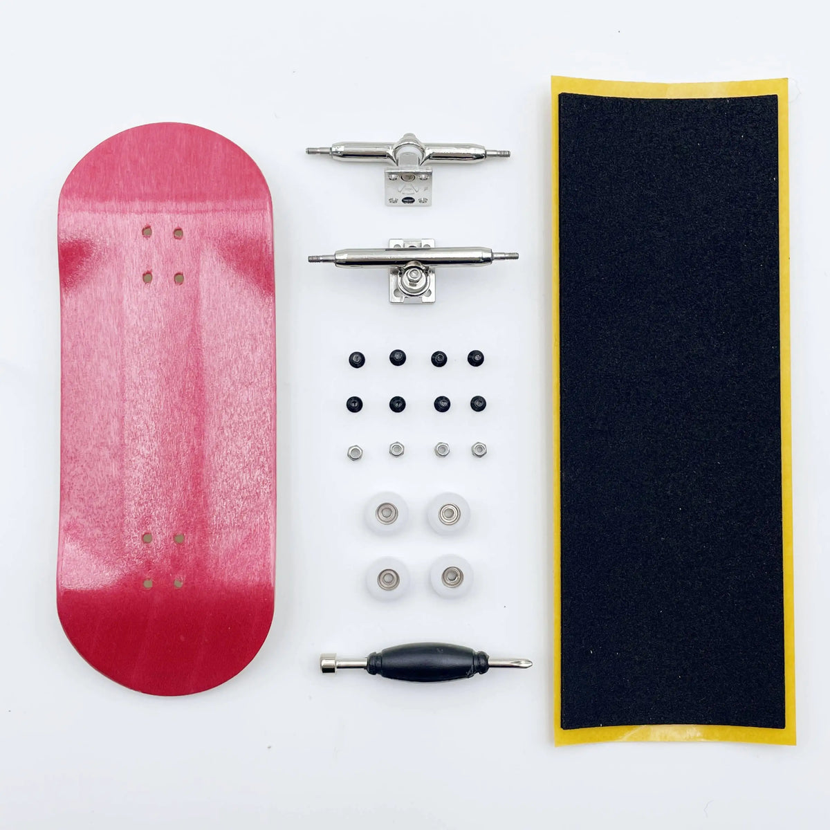 36mm Fingerboard Set &ndash; Handmade Wooden Deck with CNC Wheels Pink