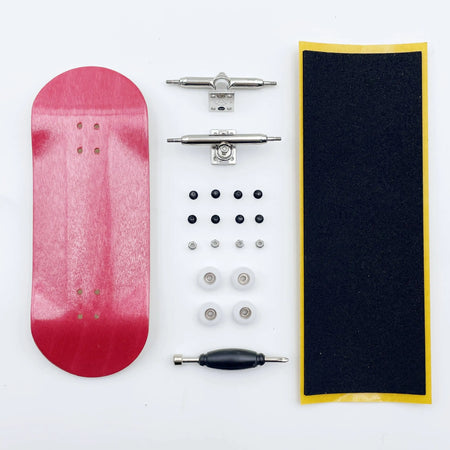 36mm Fingerboard Set &ndash; Handmade Wooden Deck with CNC Wheels Pink