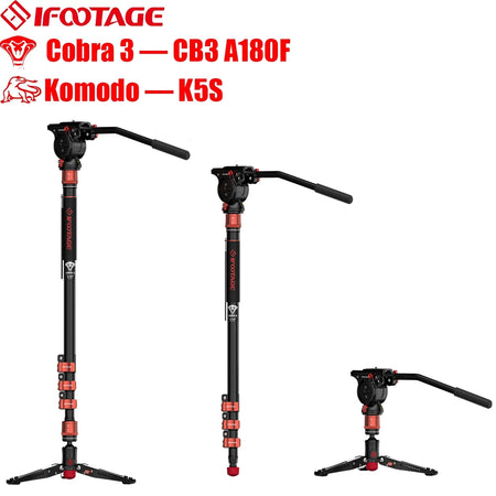 IFootage Cobra 3 C180F K5S 71In Carbon Monopod &ndash; Fluid Head A180F add K5S