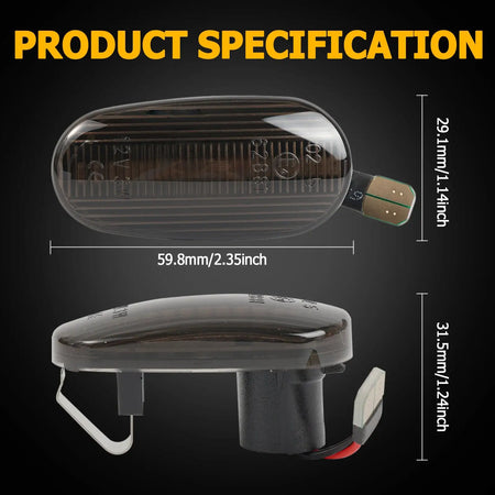2X Waterproof For Alfa Romeo 147 2001 2003 2004 GT 2008 2009 2010 Smoke Blinker Dynamic Side Marker Light Turn Signal Indicator by InterCyprus Trading Ltd