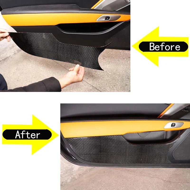 2 τεμ. μαλακό κάλυμμα πάνελ ποδιών από ανθρακονήματα για Corvette C7