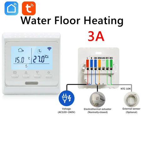 WiFi Floor Heating Thermostat 220V 16A &ndash; App Remote Control Water-WiFi / AC100-240V