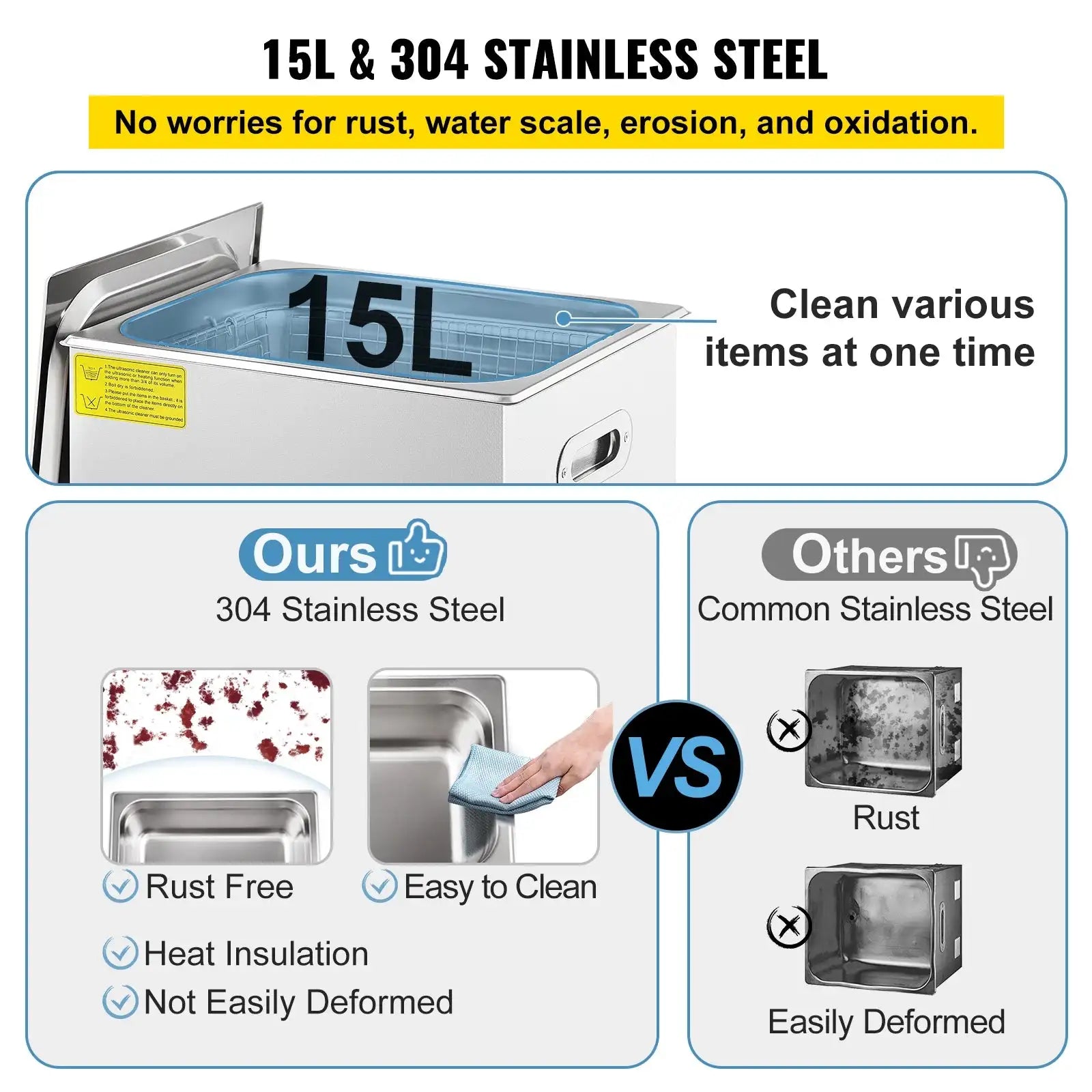 Ultrasonic Cleaner 3L6L 15L Jewelry Watch 36 40KHz