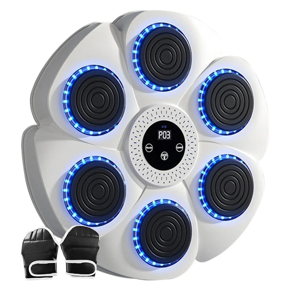 Music Boxing Machine Boxing Reaction Wall Target &ndash; RGB Light White with gloves