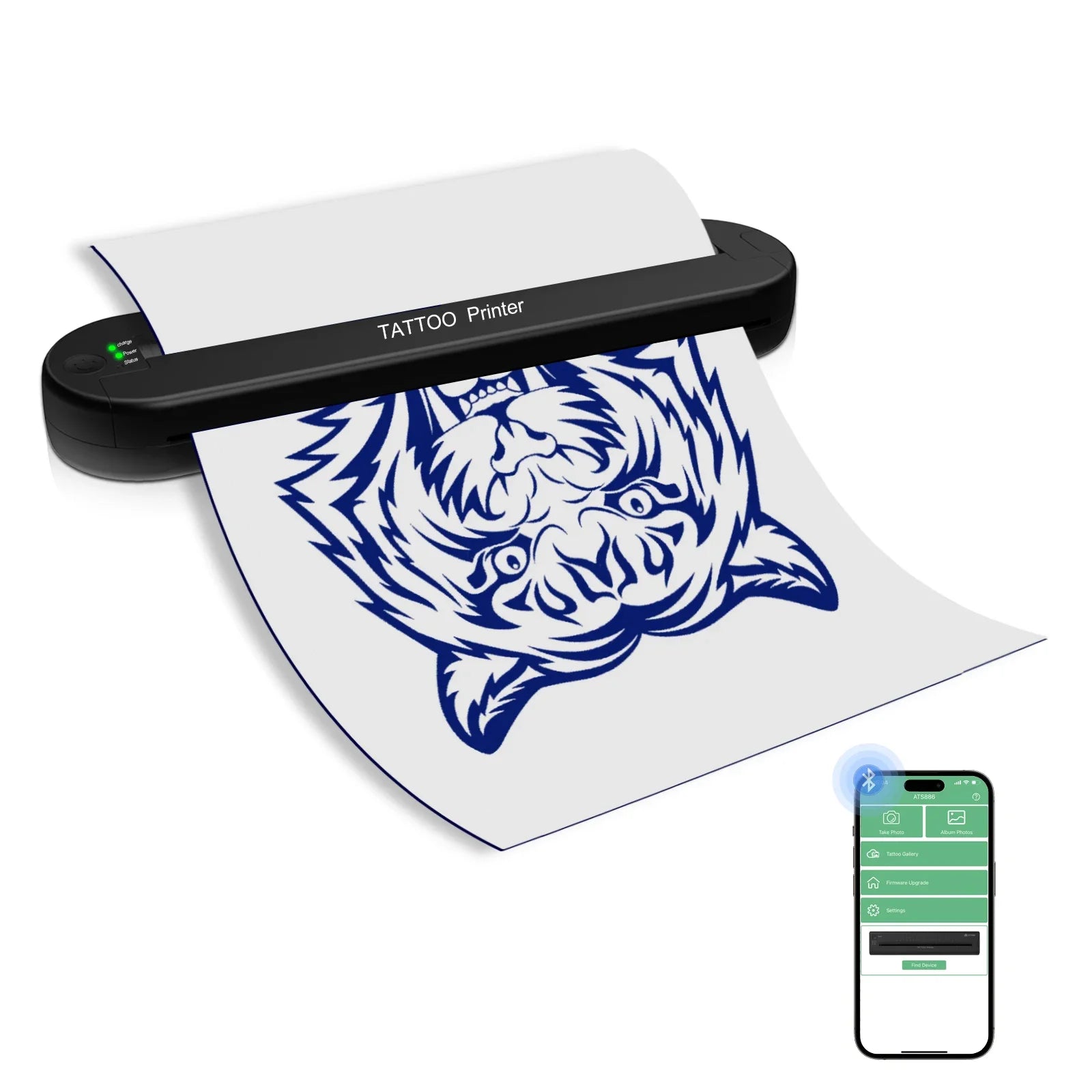 ATS886 &ndash; Wireless Tattoo Transfer Printer For iOS Android Rounded corner