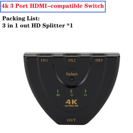 GRWIBEOU 4K 3x1 HDMI Switcher Adapter for Gaming and Multimedia Product C / <=0.5m / CHINA