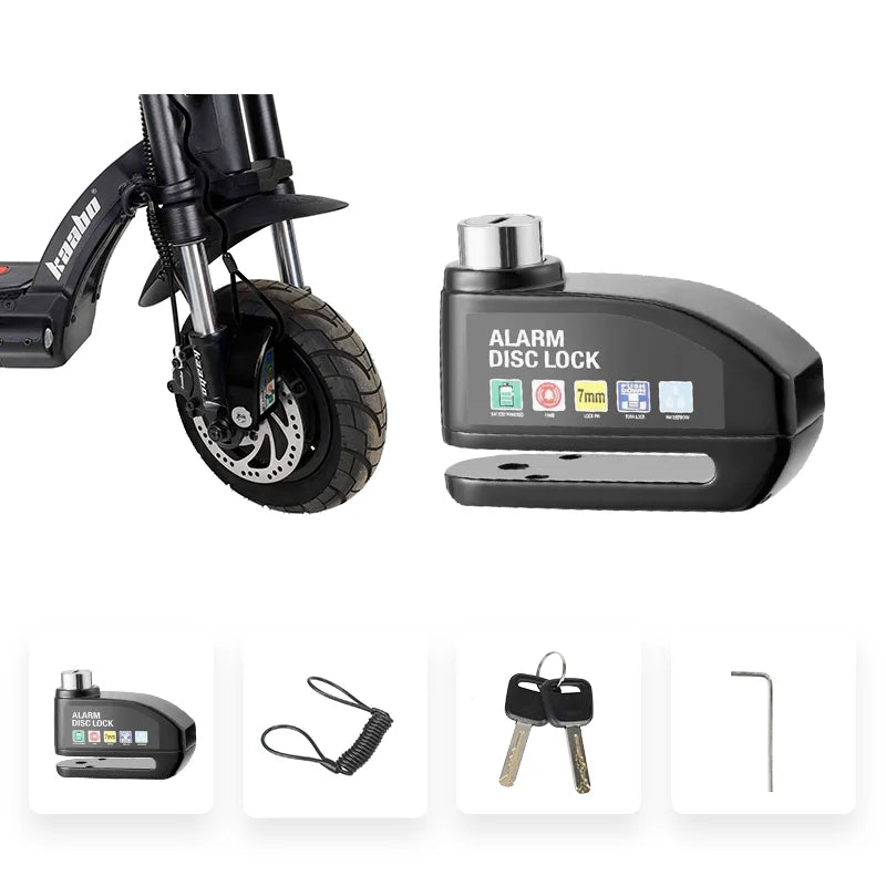Electric Scooter Alarm Disc Lock &ndash; Waterproof Anti-Theft Security Black Alarm Lock Kit