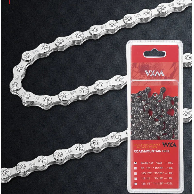 High-Strength Steel Bicycle Chain, 116 Links, for 6/7/8-Speed Road and Mountain Bikes