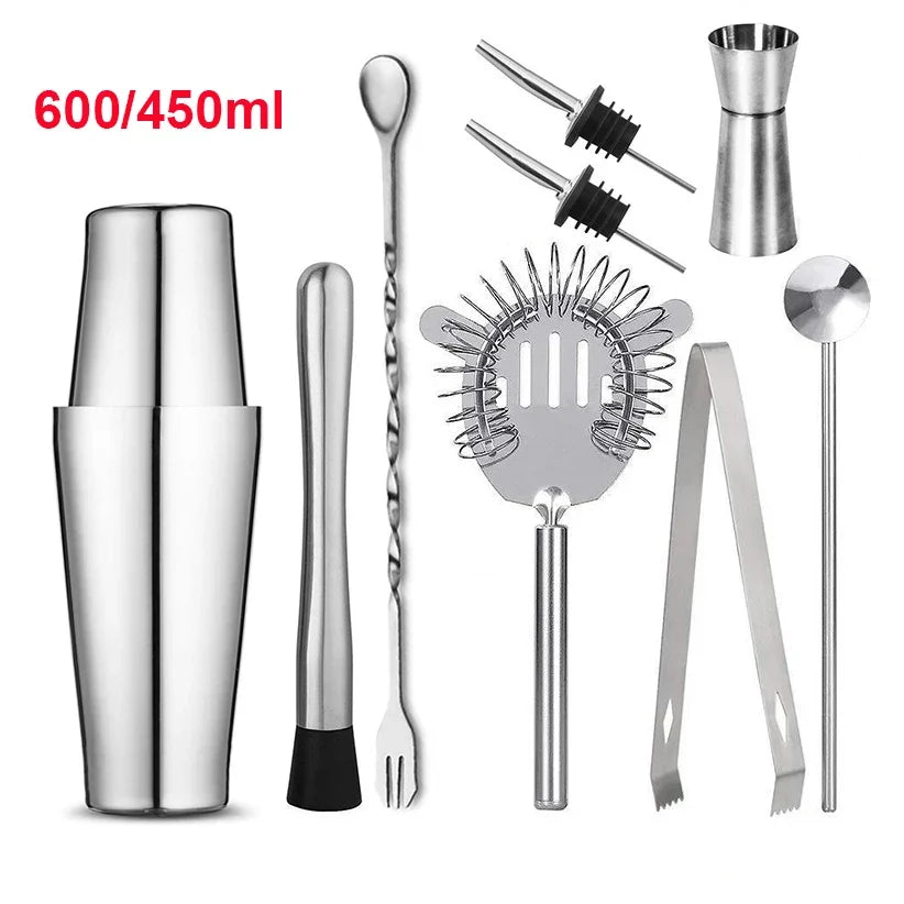 UPORS Professional Stainless Steel Boston Shaker Set for Cocktail Mixing 9pcs 600x450