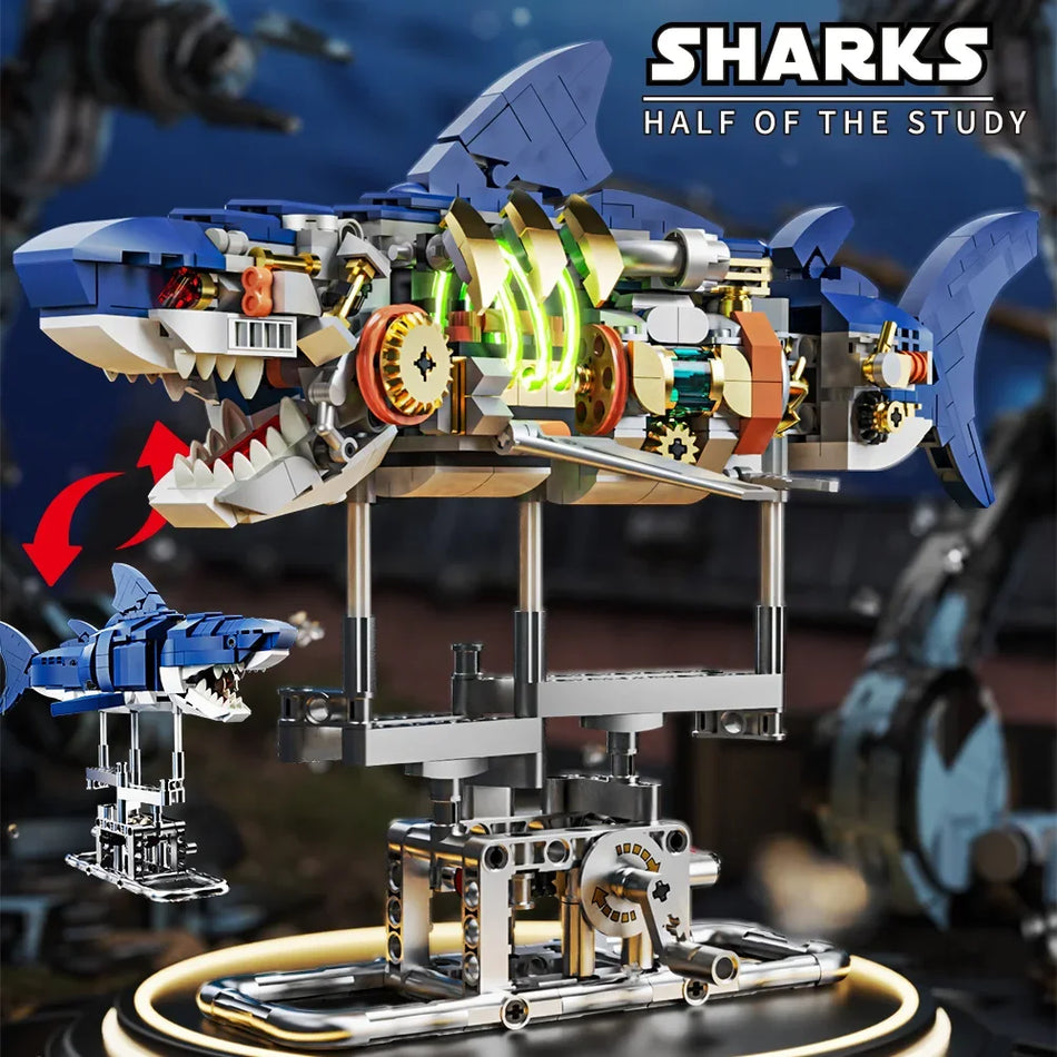 687 PCS Ideas Shark Block Set &ndash; Display Stand Included