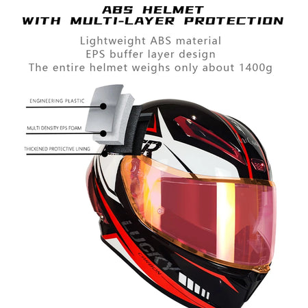 LVCOOL Vintage Dual Visor Full Face Motorcycle Helmet - DOT Certified Safety Gear