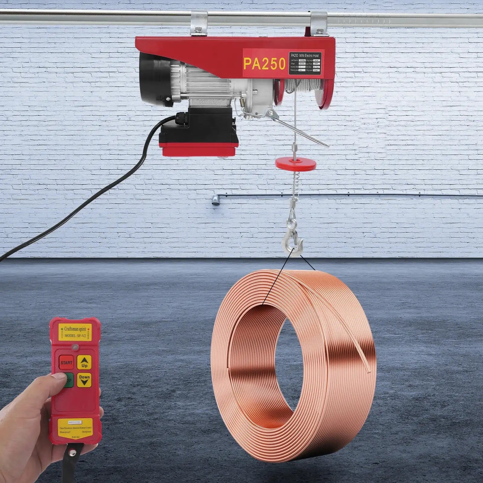 250kg Electric Hoist Lifting Crane &ndash; Double Rope Winch